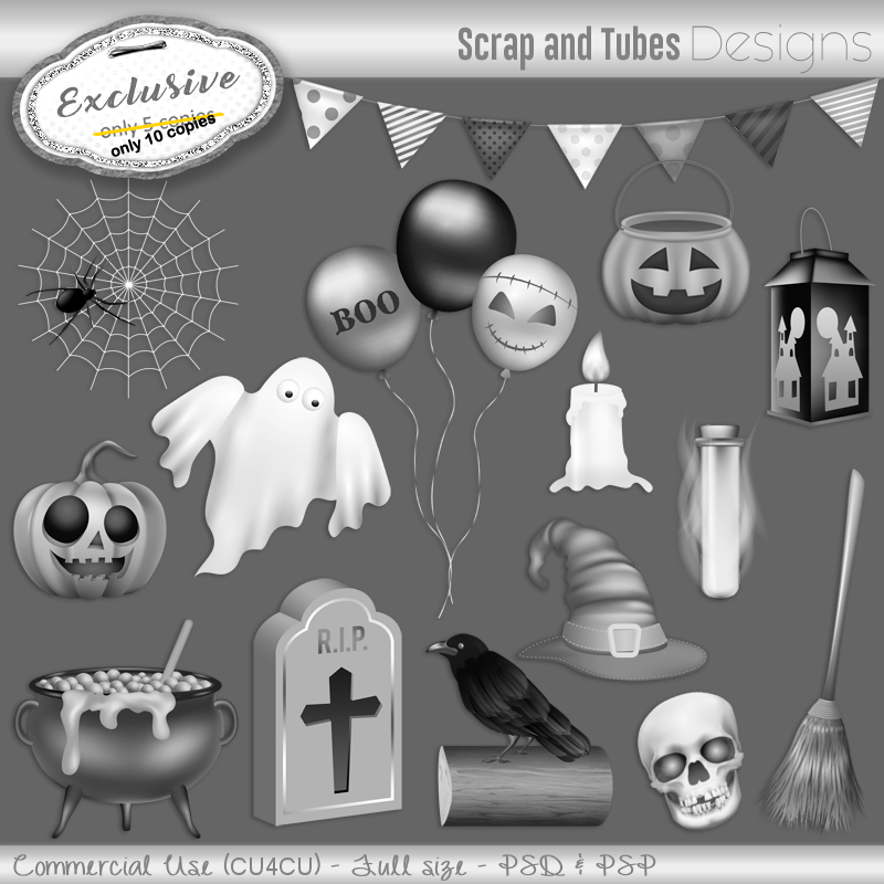 EXCLUSIVE ~ Grayscale Halloween Templates 2 - Click Image to Close