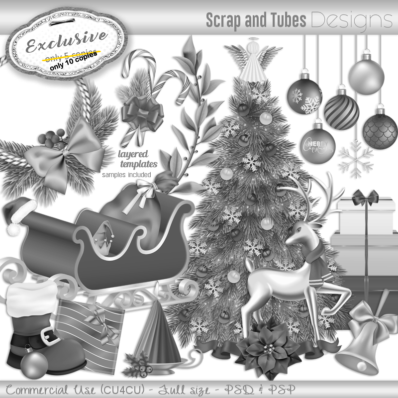 EXCLUSIVE ~ Holiday Grayscale Templates 5 - Click Image to Close
