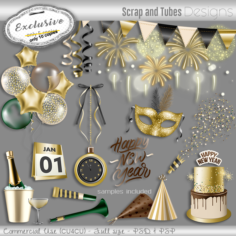 EXCLUSIVE ~ New Year Grayscale Templates - Click Image to Close