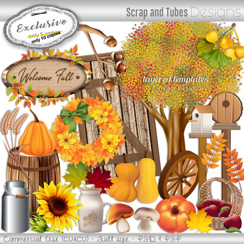 EXCLUSIVE ~ Rustic Autumn Grayscale Templates - Click Image to Close