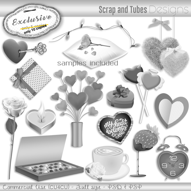 EXCLUSIVE ~ Valentine Grayscale Templates 2 - Click Image to Close