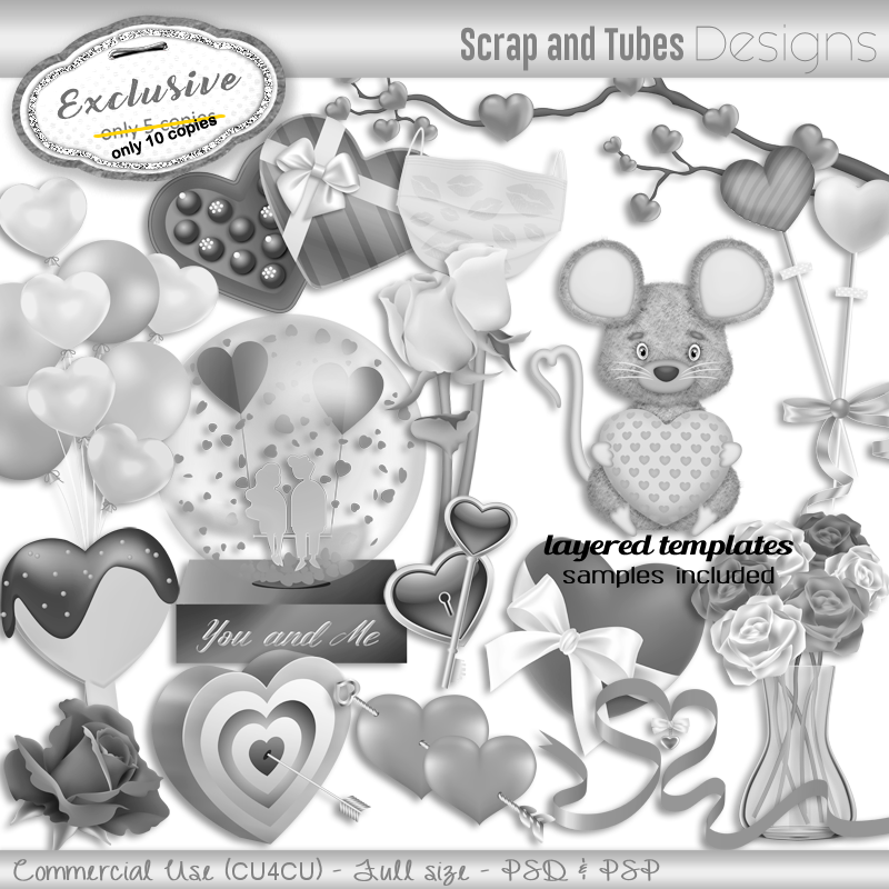 EXCLUSIVE ~ Valentine Grayscale Templates 3 - Click Image to Close