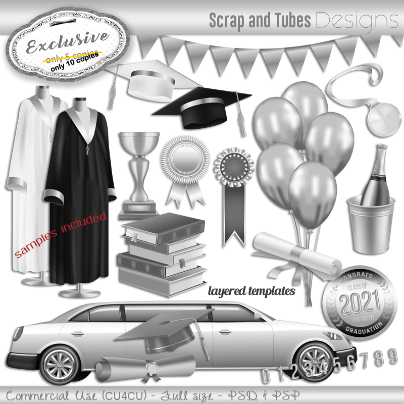 EXCLUSIVE ~ Grayscale Graduation Templates - Click Image to Close