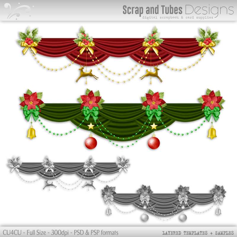 Christmas Grayscaled Layered Valance Templates - Click Image to Close