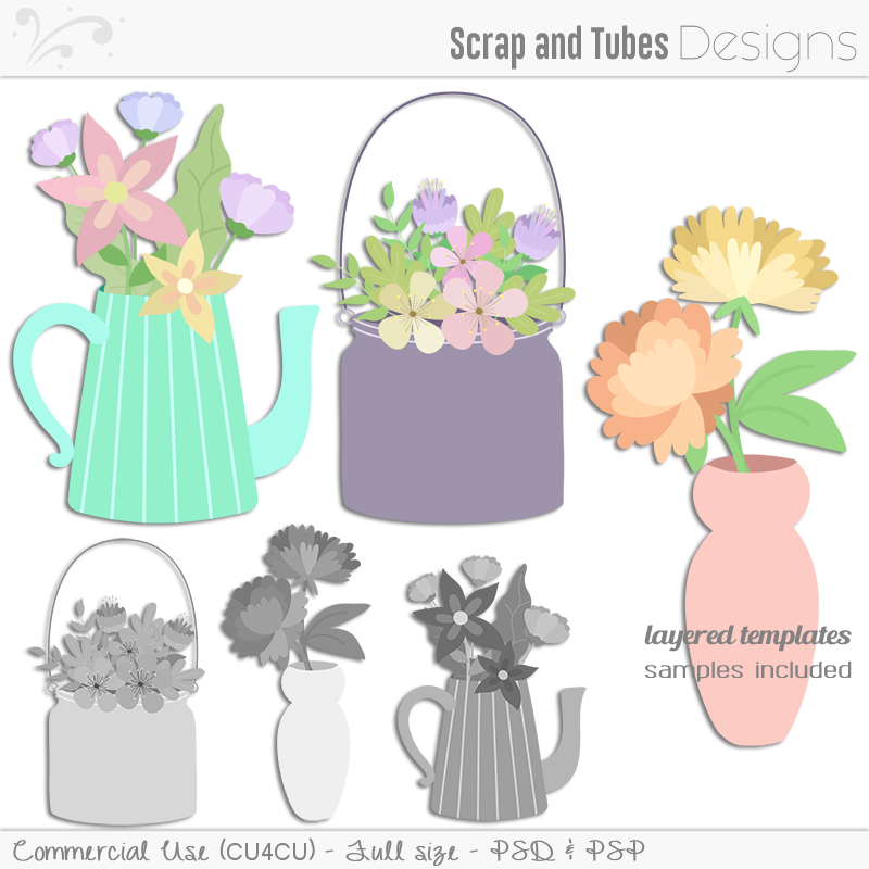 Flower Bouquet Layered Templates - Click Image to Close