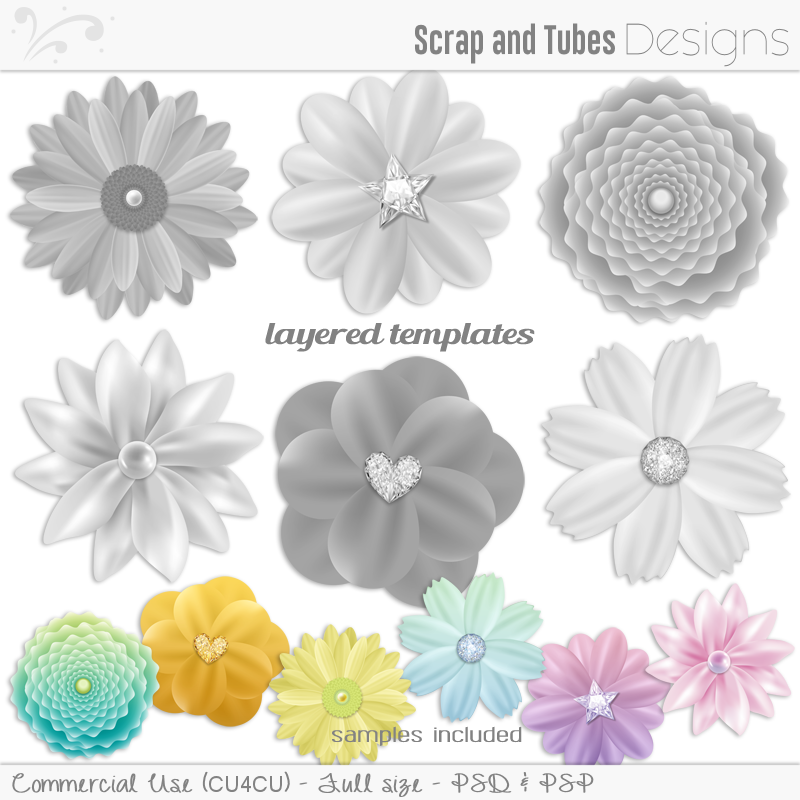Grayscale Flower Templates 2 - Click Image to Close