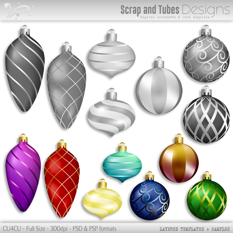Grayscale Layered Christmas Balls Templates 1 - Click Image to Close