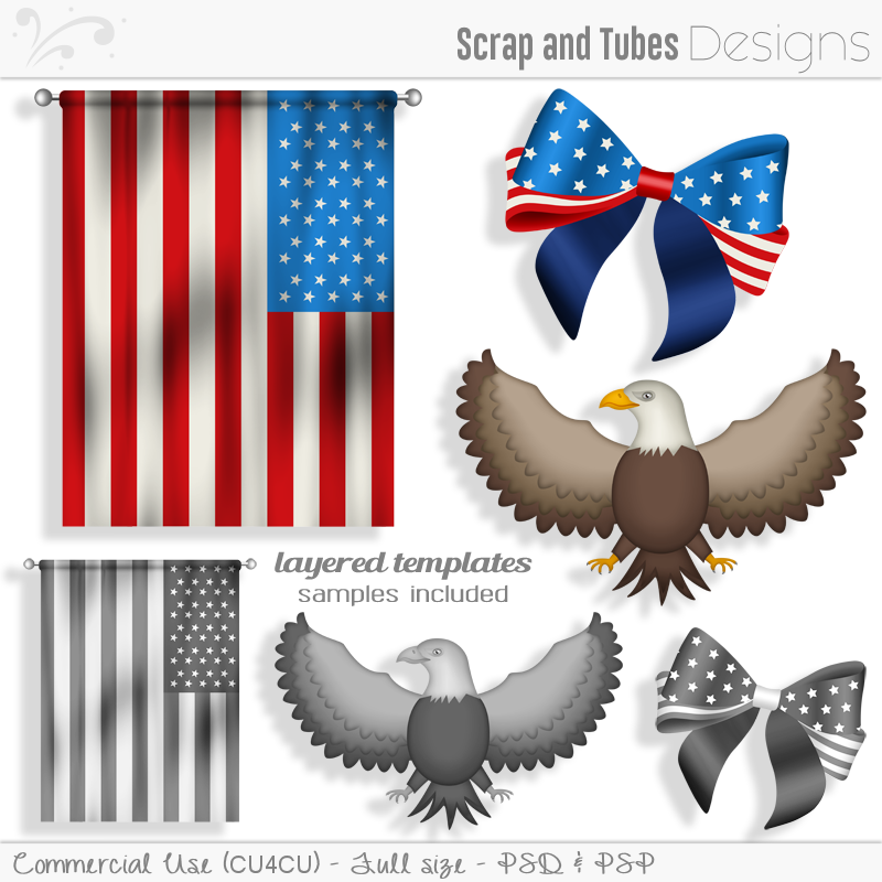 Grayscale Layered USA Templates 4 - Click Image to Close
