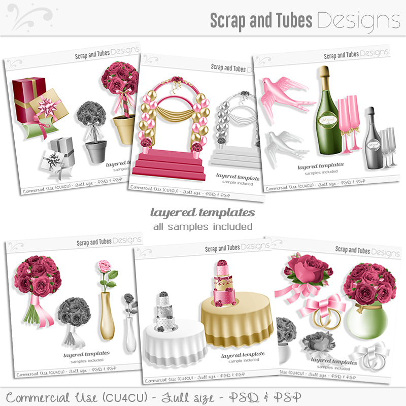 Bundle ~ Grayscale Layered Wedding Templates - Click Image to Close
