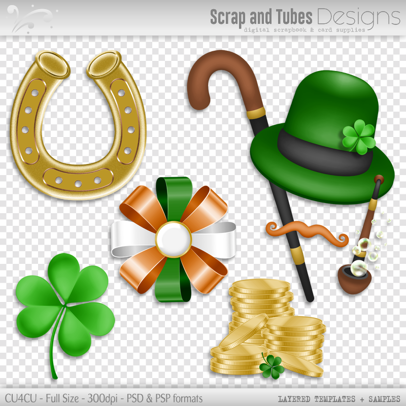 Grayscale St.Patricks Layered Templates 3 - Click Image to Close