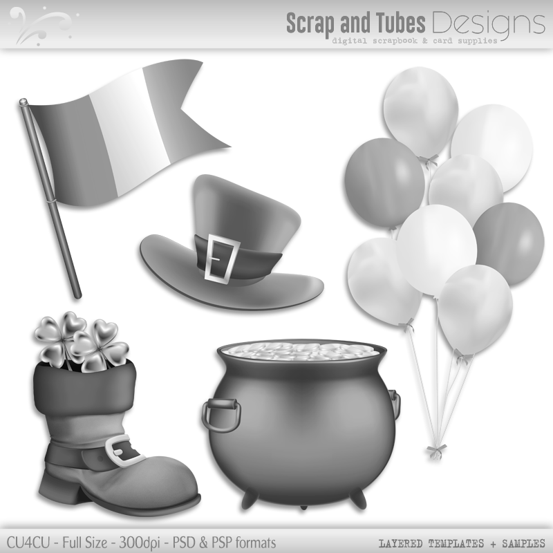 Grayscale St.Patricks Layered Templates 4 - Click Image to Close