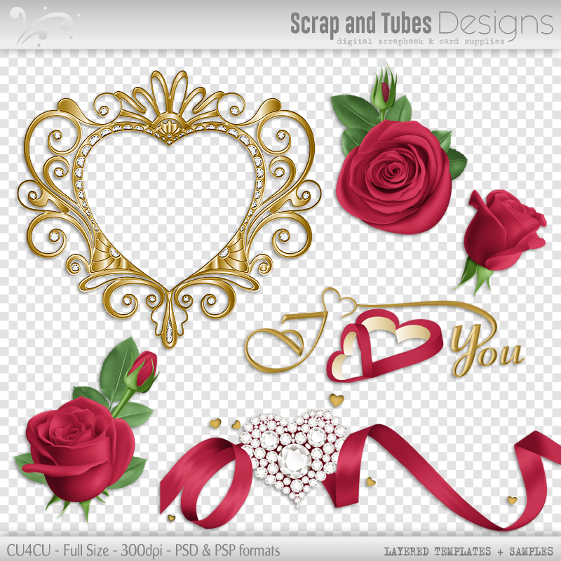 Grayscale Valentine's Layered Templates 1 - Click Image to Close
