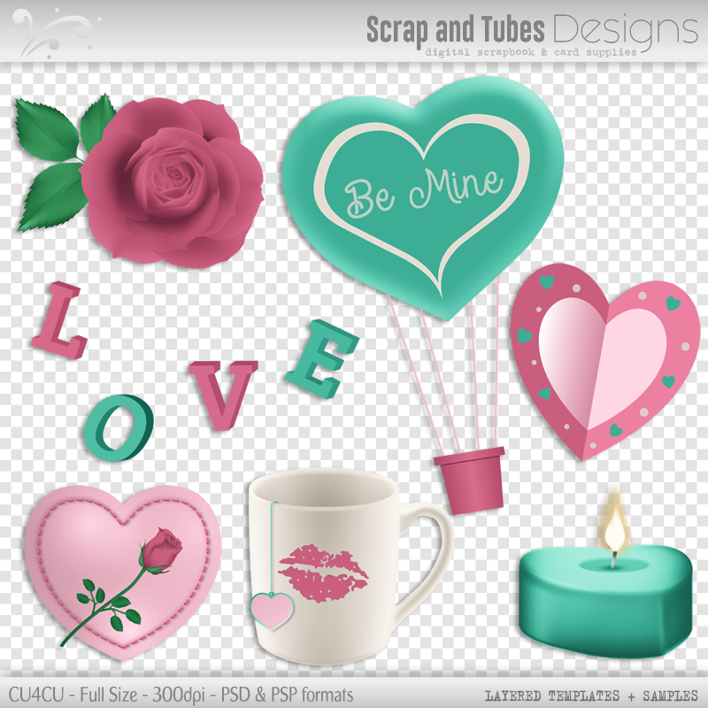 Grayscale Valentine's Layered Templates 5 - Click Image to Close