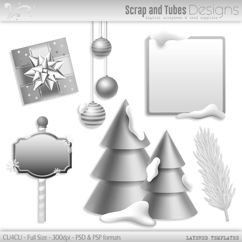 Grayscale Xmas Deco Templates 2 - Click Image to Close