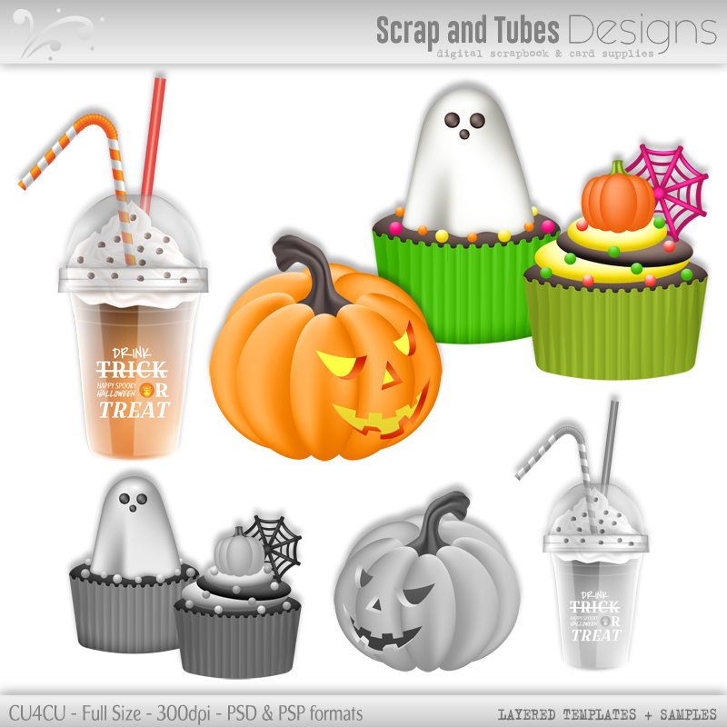 Bundle ~ Halloween Grayscale Layered Templates - Click Image to Close