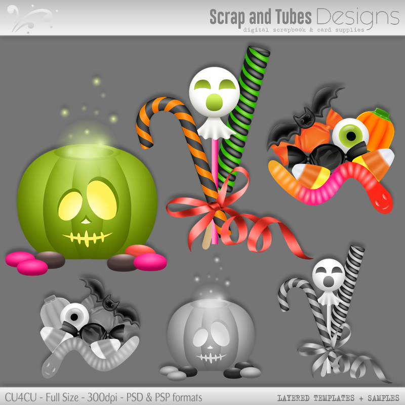 Bundle ~ Halloween Grayscale Layered Templates - Click Image to Close