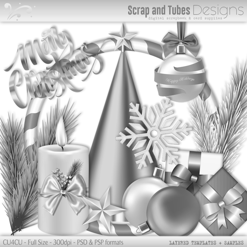Happy Holidays Grayscale Templates 4 - Click Image to Close