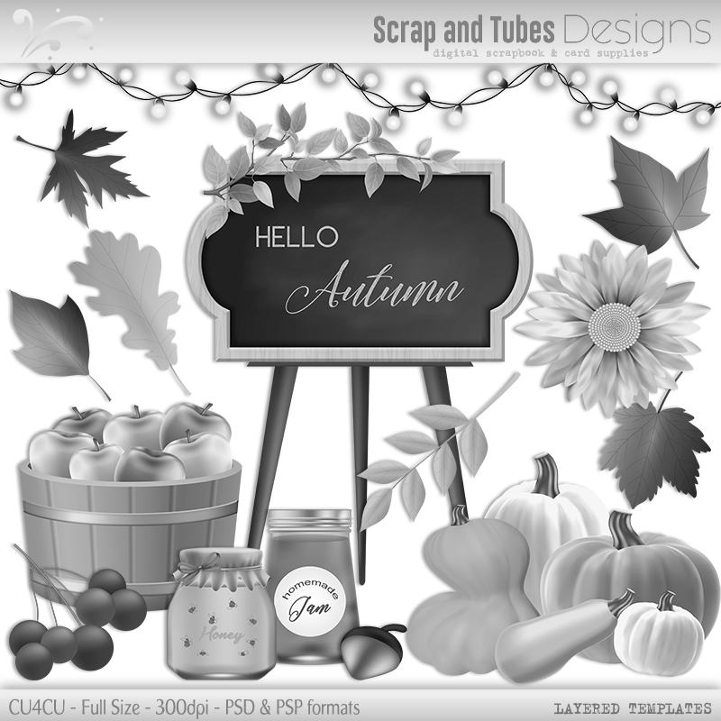 Layered Grayscale Autumn Templates - Click Image to Close