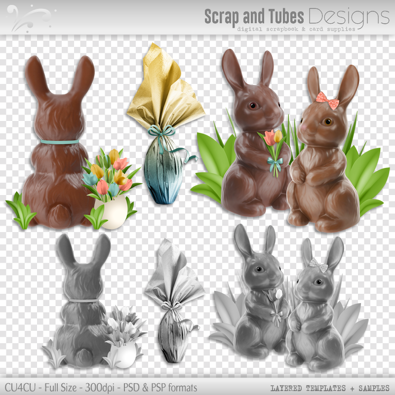 Layered Grayscale Chocolate Bunnies Templates - Click Image to Close
